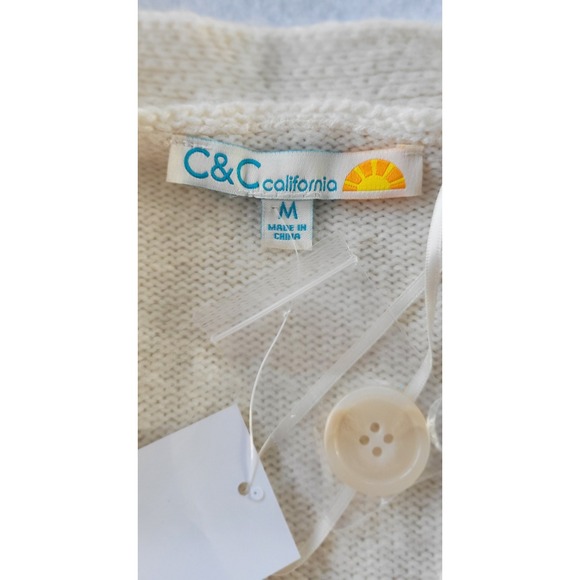 C&C California Cream Cardigan Sweater Womens Size M - Picture 6 of 8